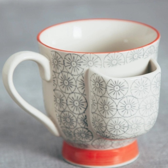 Creative Co Op Orange and Grey Motif Cozy Ceramic Tea Mug Never Used - Picture 1 of 8